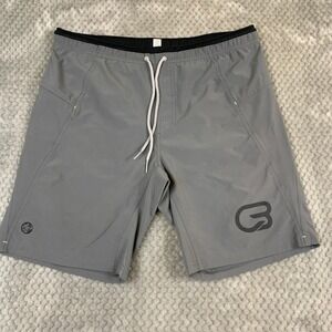 Manduka Yoga‎ Shorts Mens Medium Gray Recycled Polyester Stretch Athletic